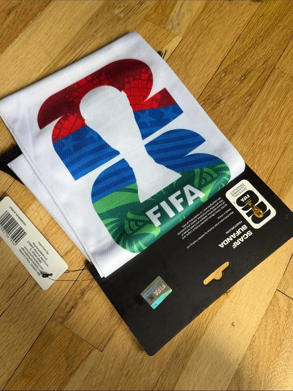 NWT CAN MEX USA Fan Scarf — White with Black Fringe ⚽️🥅🏆 🇨🇦 🇺🇸 🇲🇽